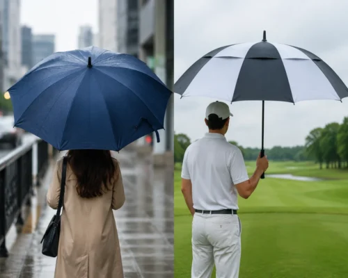 ร่มกันฝนขนาดใหญ่และร่มกอล์ฟเปรียบเทียบการใช้งาน
